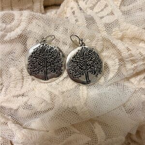 Silver Tree Pendant Earrings